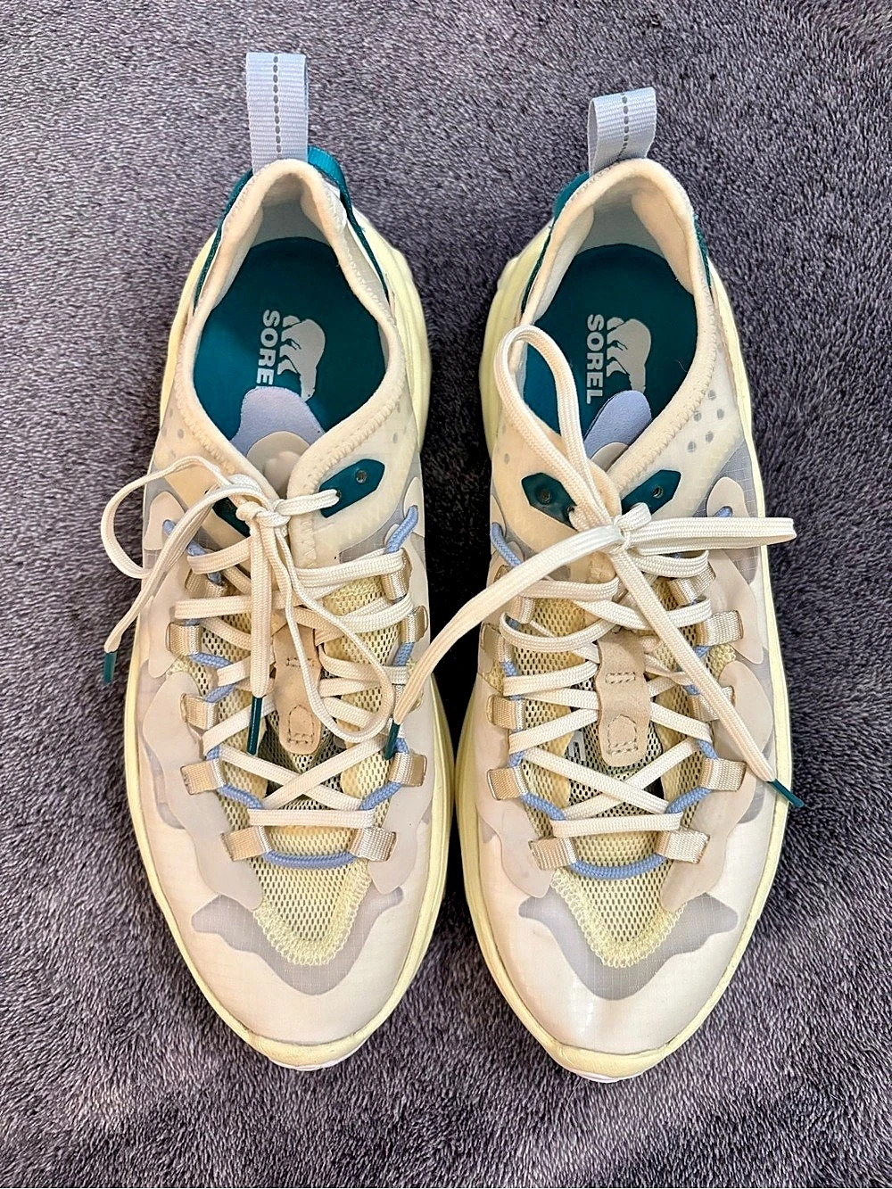SOREL Kinetic Breakthru Tech Lace Sneakers Endive Bleached Ceramic sz 7.5